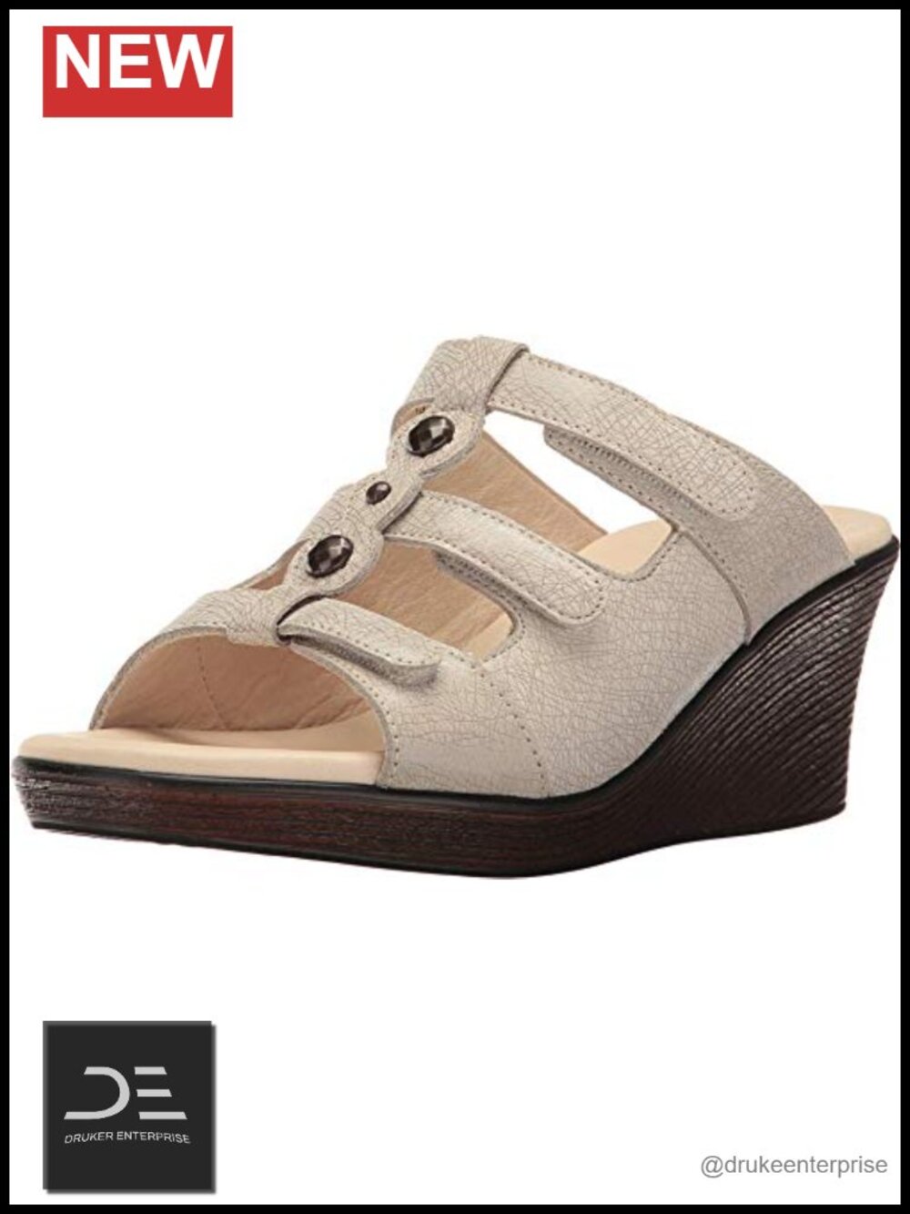 SAS Ginger Genuine Leather Slip-On Sandals Adjustable Straps Cushioned Footbed